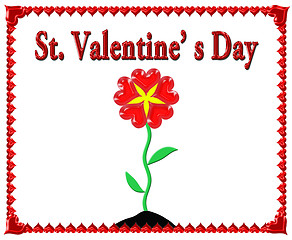 Image showing beautiful flower for Valentine's day in red frame