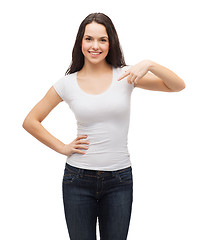 Image showing smiling teenager in blank white t-shirt