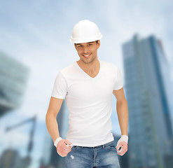 Image showing handsome builder in white helmet