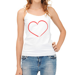 Image showing woman in white tank top with heart on it