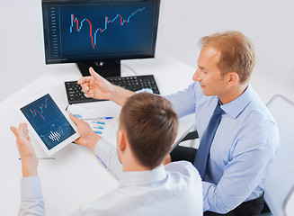 Image showing businessmen with notebook and tablet pc