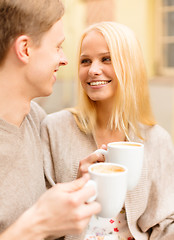 Image showing romantic happy couple in the cafe