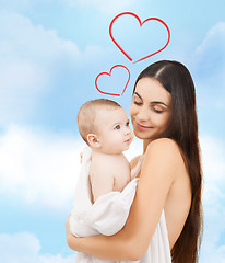 Image showing happy mother with adorable baby