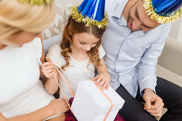 Image showing happy family with gift box