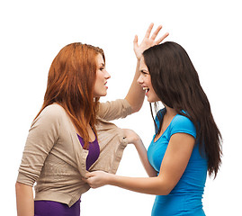 Image showing two teenagers having a fight and getting physical