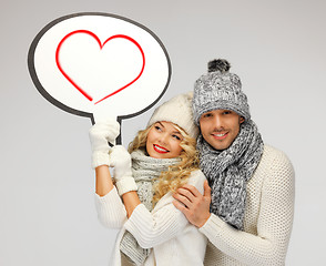 Image showing family couple with text bubble and heart in it