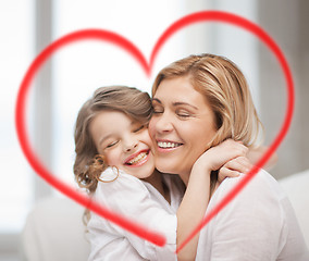 Image showing smiling mother and daughter hugging