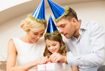 Image showing happy family with gift box