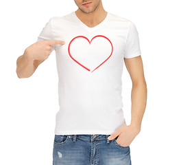 Image showing man in white t-shirt with heart