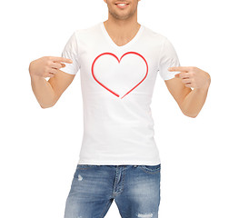 Image showing man in white t-shirt with heart