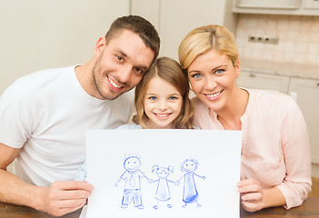 Image showing happy family drawing at home