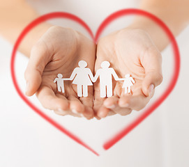 Image showing womans hands with paper man family