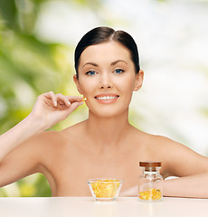 Image showing beautiful woman with omega 3 vitamins
