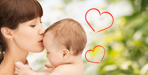 Image showing happy mother with adorable baby