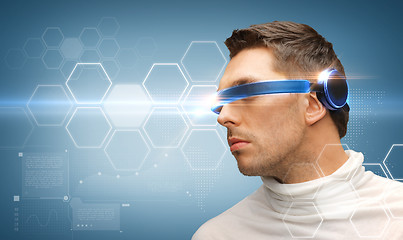 Image showing serious man with futuristic glasses