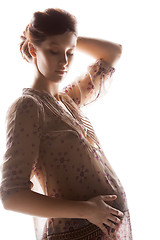 Image showing silhouette picture of pregnant beautiful woman