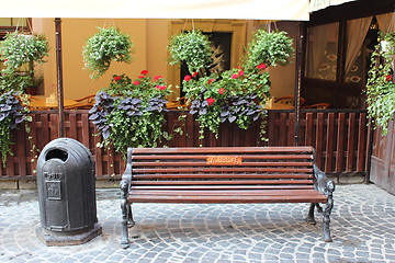 Image showing street in Lvov with comfortable bench