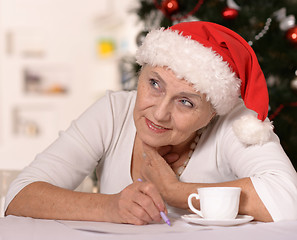 Image showing Elderly woman with gift