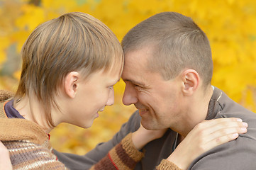 Image showing Father and son on a walk