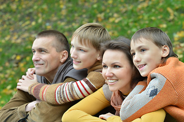 Image showing Family of four in park