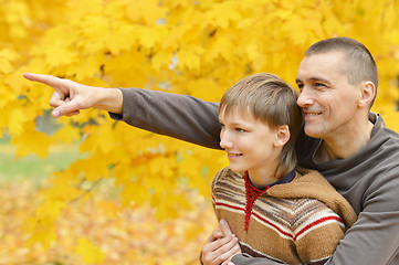 Image showing Father and son on a walk