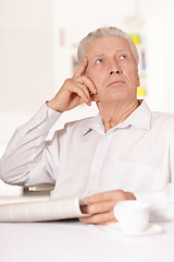 Image showing Senior man with newspaper