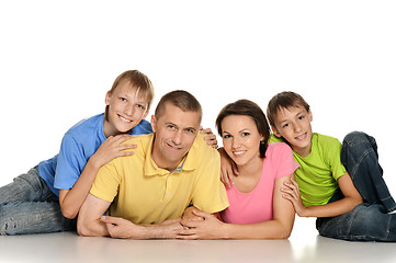 Image showing Frendly family on the floor