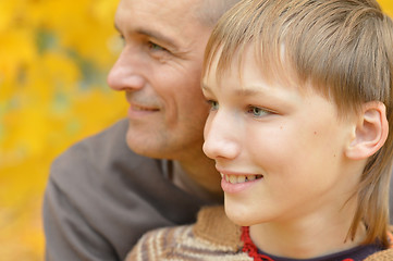 Image showing Father and son on a walk