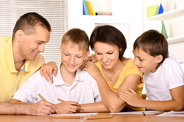Image showing Happy family drawing