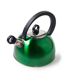 Image showing green iron kettle isolated on white