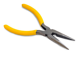 Image showing yellow pliers open isolated on white background