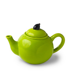 Image showing green teapot isolated on white