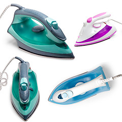 Image showing set electric steam iron isolated on white