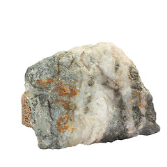 Image showing stone white single granite boulder large river isolated big rock