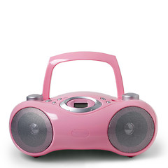 Image showing Pink stereo CD mp3 radio cassette recorder isolated