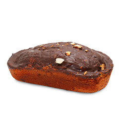 Image showing dessert chocolate nuts cake isolated