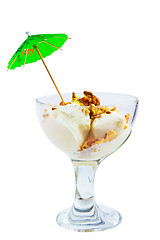 Image showing ice cream nut food cup isolated white background clipping path