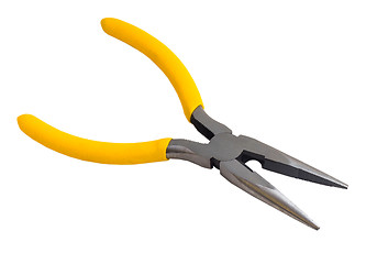 Image showing yellow pliers open isolated on white background (clipping path)