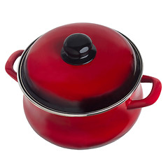 Image showing pan red kitchen pot isolated (clipping path)