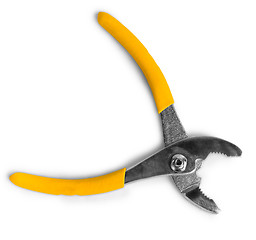 Image showing open yellow pliers isolated on white background