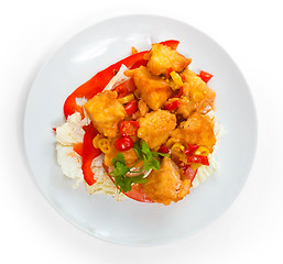 Image showing fried fish dish a meal isolated on white background