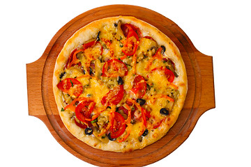 Image showing pizza isolated white cheese food italian tomato meal fast dinner