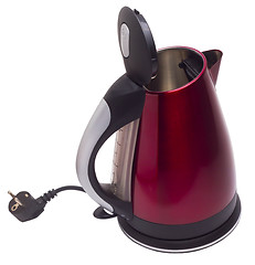 Image showing red electric tea kettle isolated clipping