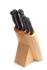 Image showing set of knives for kitchen is isolated on white background