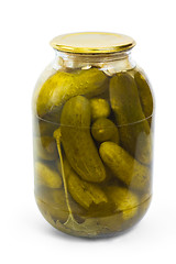 Image showing canned cucumber in a glass jar