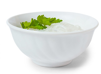 Image showing tasty rice extract long macaroni isolated on white background