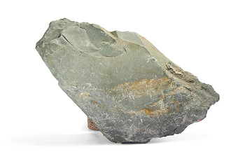 Image showing stone gray single granite boulder large river isolated big rock