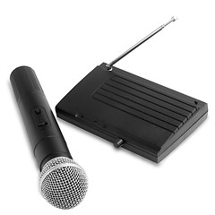Image showing radio wireless receiver microphone station with antenna isolated