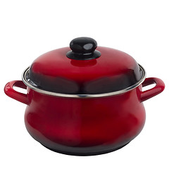 Image showing red pan kitchen pot isolated on white background