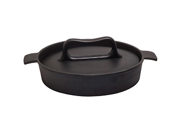 Image showing skillet black kitchen design roaster pan cover fry isolated clip